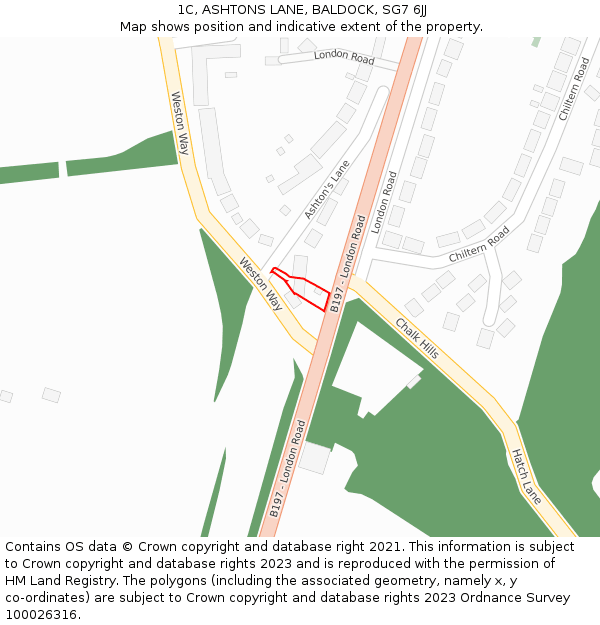 1C, ASHTONS LANE, BALDOCK, SG7 6JJ: Location map and indicative extent of plot