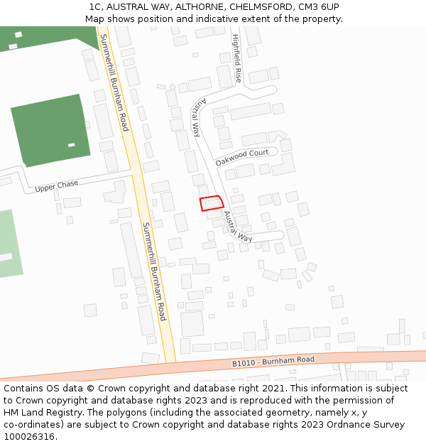 1C, AUSTRAL WAY, ALTHORNE, CHELMSFORD, CM3 6UP: Location map and indicative extent of plot