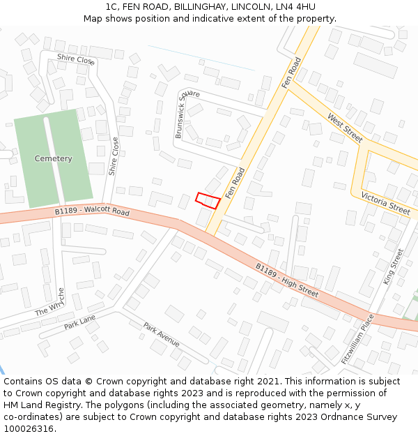 1C, FEN ROAD, BILLINGHAY, LINCOLN, LN4 4HU: Location map and indicative extent of plot
