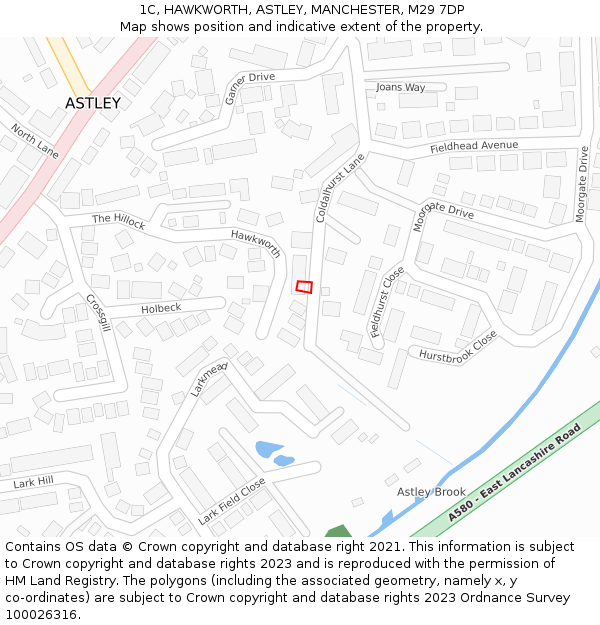 1C, HAWKWORTH, ASTLEY, MANCHESTER, M29 7DP: Location map and indicative extent of plot