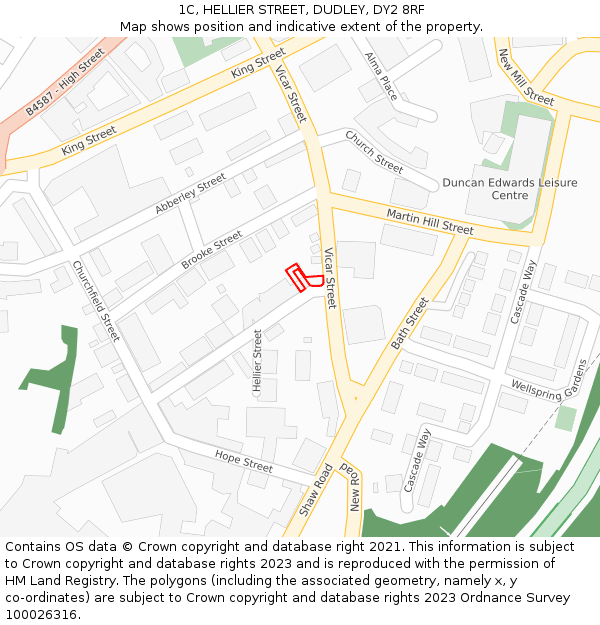 1C, HELLIER STREET, DUDLEY, DY2 8RF: Location map and indicative extent of plot