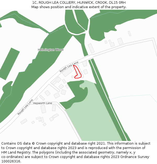 1C, ROUGH LEA COLLIERY, HUNWICK, CROOK, DL15 0RH: Location map and indicative extent of plot