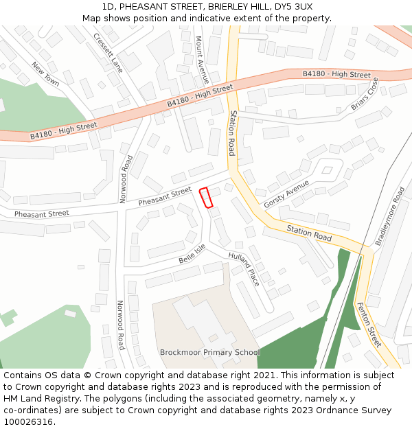 1D, PHEASANT STREET, BRIERLEY HILL, DY5 3UX: Location map and indicative extent of plot