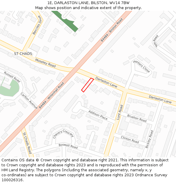 1E, DARLASTON LANE, BILSTON, WV14 7BW: Location map and indicative extent of plot