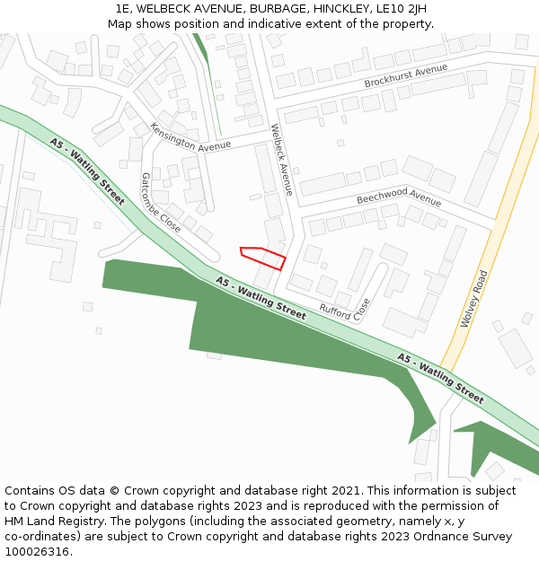 1E, WELBECK AVENUE, BURBAGE, HINCKLEY, LE10 2JH: Location map and indicative extent of plot