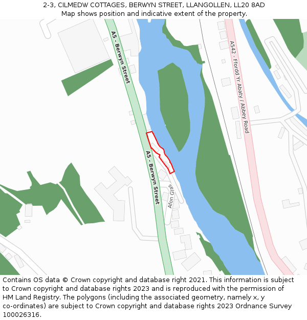 2-3, CILMEDW COTTAGES, BERWYN STREET, LLANGOLLEN, LL20 8AD: Location map and indicative extent of plot