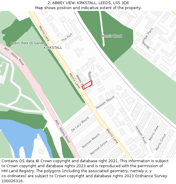 2, ABBEY VIEW, KIRKSTALL, LEEDS, LS5 3DE: Location map and indicative extent of plot