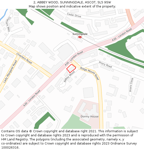 2, ABBEY WOOD, SUNNINGDALE, ASCOT, SL5 9SW: Location map and indicative extent of plot