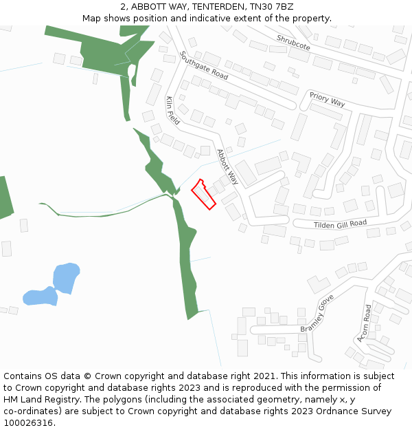 2, ABBOTT WAY, TENTERDEN, TN30 7BZ: Location map and indicative extent of plot