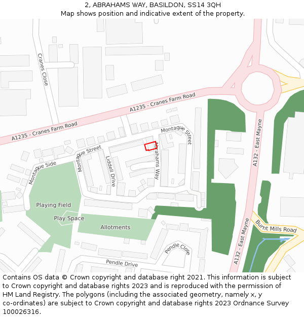 2, ABRAHAMS WAY, BASILDON, SS14 3QH: Location map and indicative extent of plot