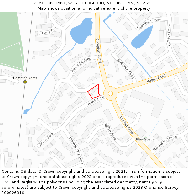 2, ACORN BANK, WEST BRIDGFORD, NOTTINGHAM, NG2 7SH: Location map and indicative extent of plot