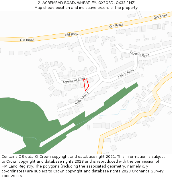 2, ACREMEAD ROAD, WHEATLEY, OXFORD, OX33 1NZ: Location map and indicative extent of plot