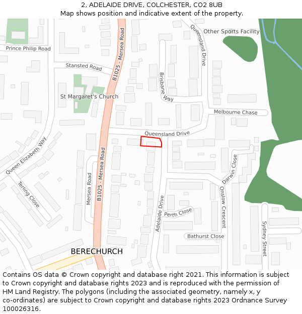 2, ADELAIDE DRIVE, COLCHESTER, CO2 8UB: Location map and indicative extent of plot