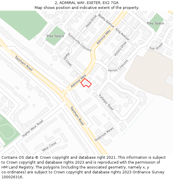 2, ADMIRAL WAY, EXETER, EX2 7GA: Location map and indicative extent of plot