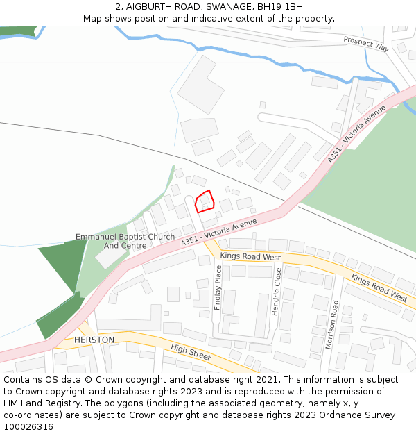 2, AIGBURTH ROAD, SWANAGE, BH19 1BH: Location map and indicative extent of plot