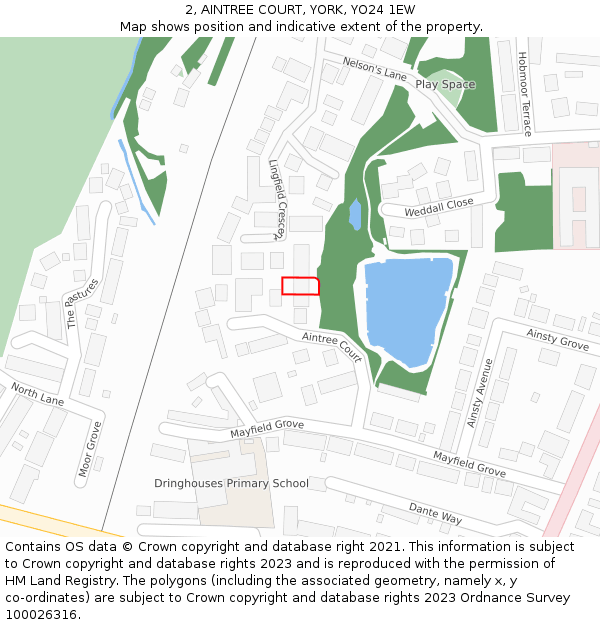 2, AINTREE COURT, YORK, YO24 1EW: Location map and indicative extent of plot