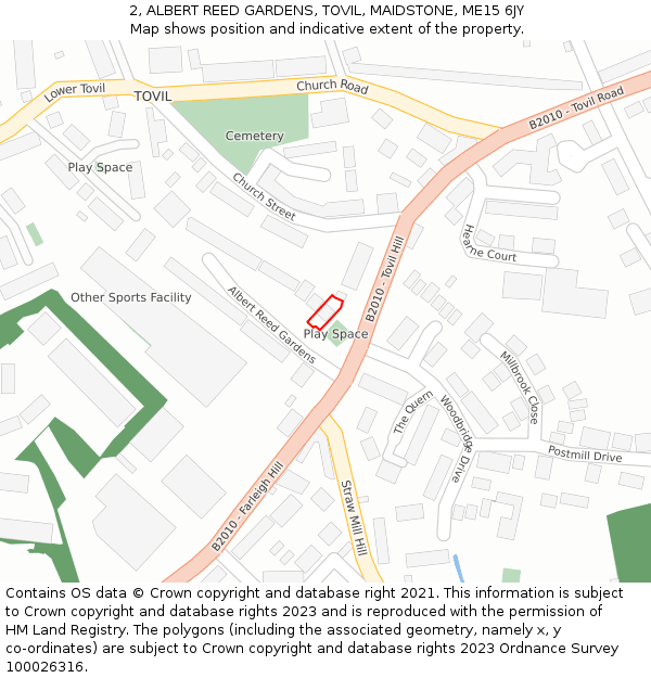 2, ALBERT REED GARDENS, TOVIL, MAIDSTONE, ME15 6JY: Location map and indicative extent of plot