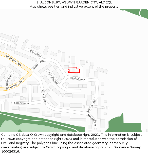 2, ALCONBURY, WELWYN GARDEN CITY, AL7 2QL: Location map and indicative extent of plot