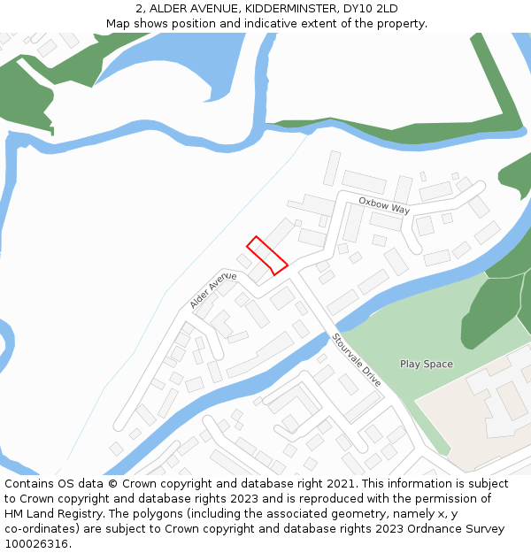 2, ALDER AVENUE, KIDDERMINSTER, DY10 2LD: Location map and indicative extent of plot