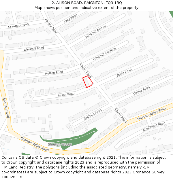 2, ALISON ROAD, PAIGNTON, TQ3 1BQ: Location map and indicative extent of plot