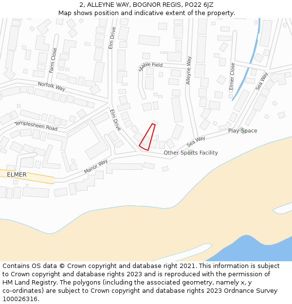 2, ALLEYNE WAY, BOGNOR REGIS, PO22 6JZ: Location map and indicative extent of plot