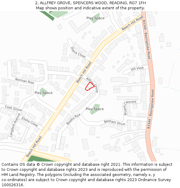 2, ALLFREY GROVE, SPENCERS WOOD, READING, RG7 1FH: Location map and indicative extent of plot