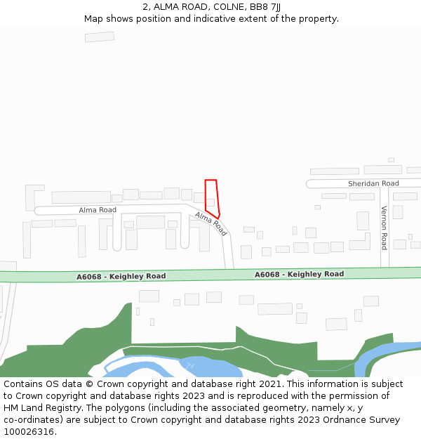 2, ALMA ROAD, COLNE, BB8 7JJ: Location map and indicative extent of plot