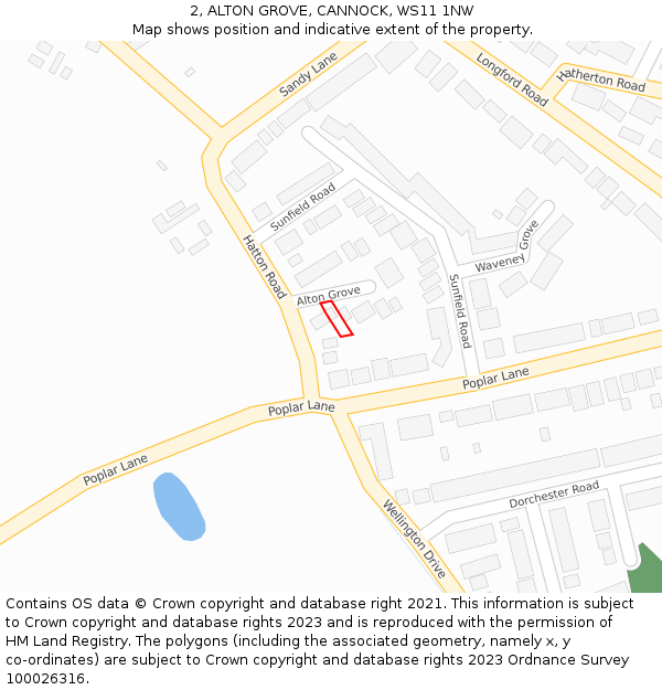 2, ALTON GROVE, CANNOCK, WS11 1NW: Location map and indicative extent of plot