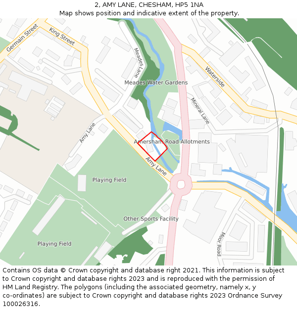 2, AMY LANE, CHESHAM, HP5 1NA: Location map and indicative extent of plot