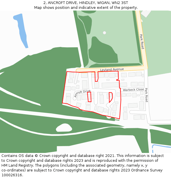 2, ANCROFT DRIVE, HINDLEY, WIGAN, WN2 3ST: Location map and indicative extent of plot