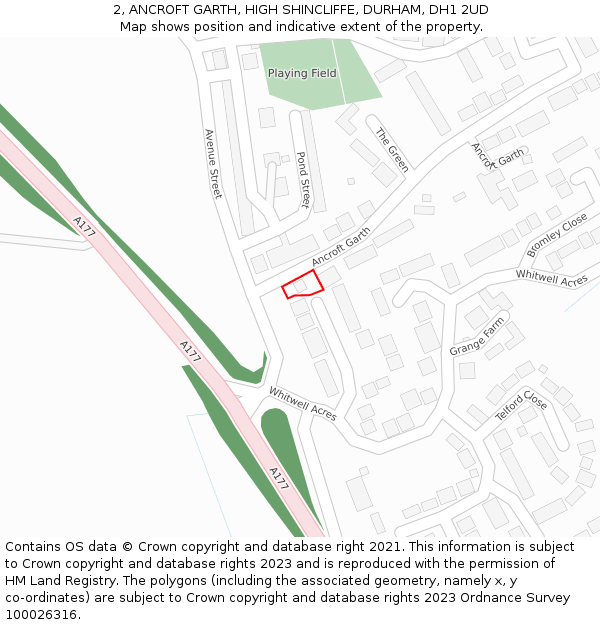 2, ANCROFT GARTH, HIGH SHINCLIFFE, DURHAM, DH1 2UD: Location map and indicative extent of plot