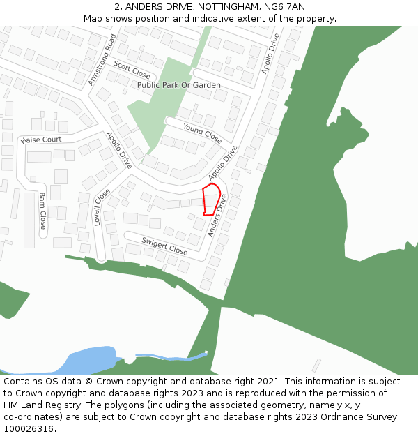 2, ANDERS DRIVE, NOTTINGHAM, NG6 7AN: Location map and indicative extent of plot