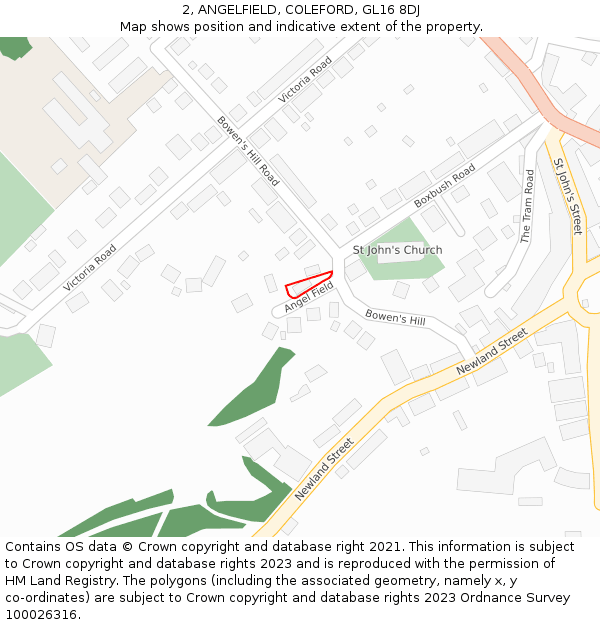 2, ANGELFIELD, COLEFORD, GL16 8DJ: Location map and indicative extent of plot