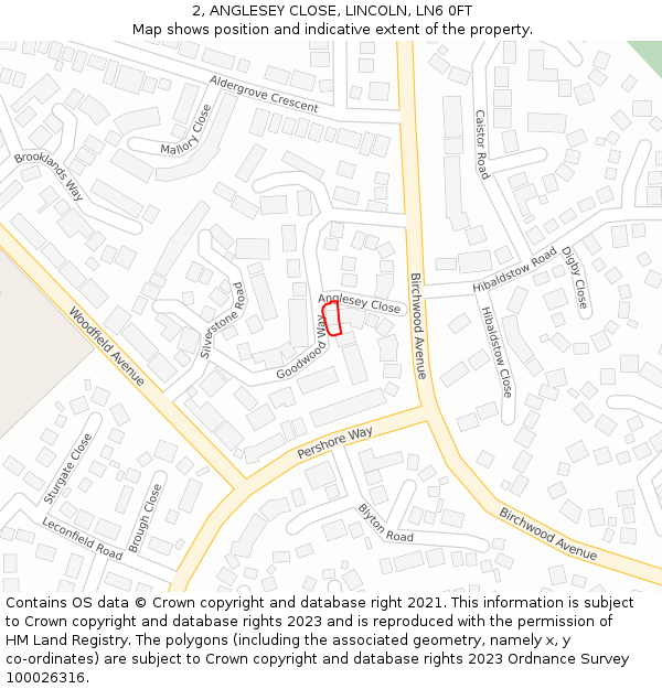 2, ANGLESEY CLOSE, LINCOLN, LN6 0FT: Location map and indicative extent of plot