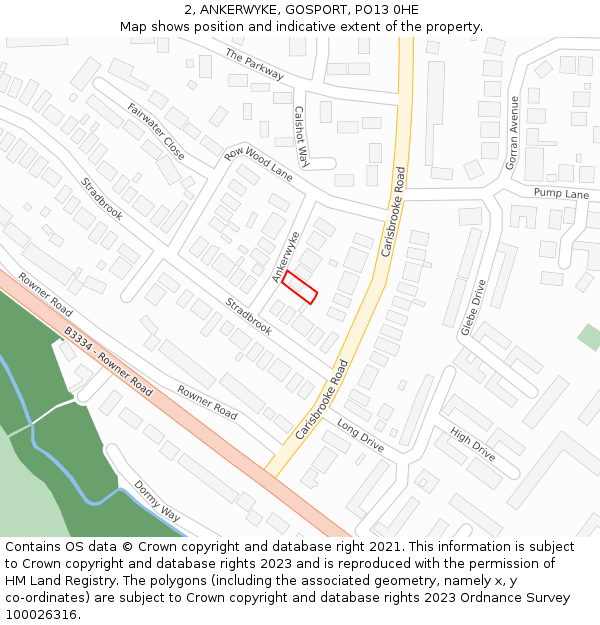 2, ANKERWYKE, GOSPORT, PO13 0HE: Location map and indicative extent of plot