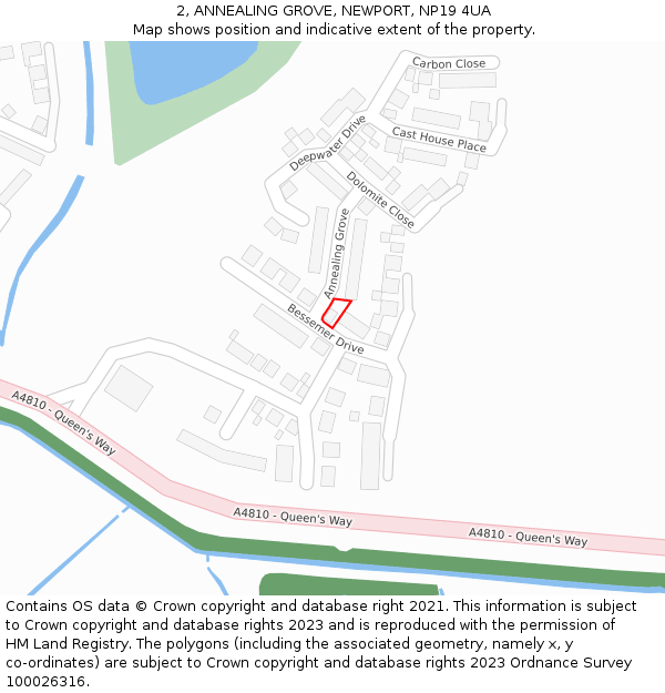 2, ANNEALING GROVE, NEWPORT, NP19 4UA: Location map and indicative extent of plot