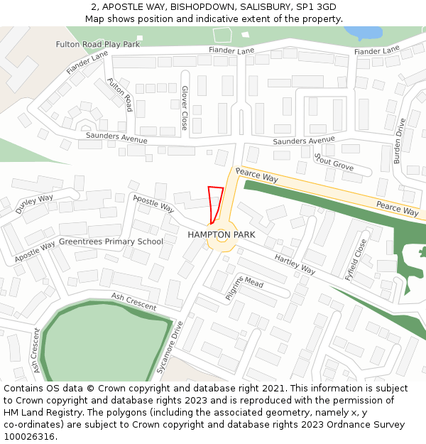 2, APOSTLE WAY, BISHOPDOWN, SALISBURY, SP1 3GD: Location map and indicative extent of plot