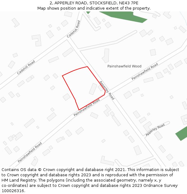 2, APPERLEY ROAD, STOCKSFIELD, NE43 7PE: Location map and indicative extent of plot