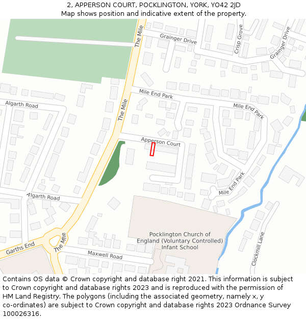 2, APPERSON COURT, POCKLINGTON, YORK, YO42 2JD: Location map and indicative extent of plot