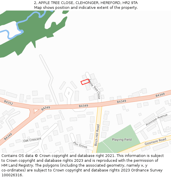 2, APPLE TREE CLOSE, CLEHONGER, HEREFORD, HR2 9TA: Location map and indicative extent of plot