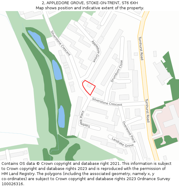 2, APPLEDORE GROVE, STOKE-ON-TRENT, ST6 6XH: Location map and indicative extent of plot