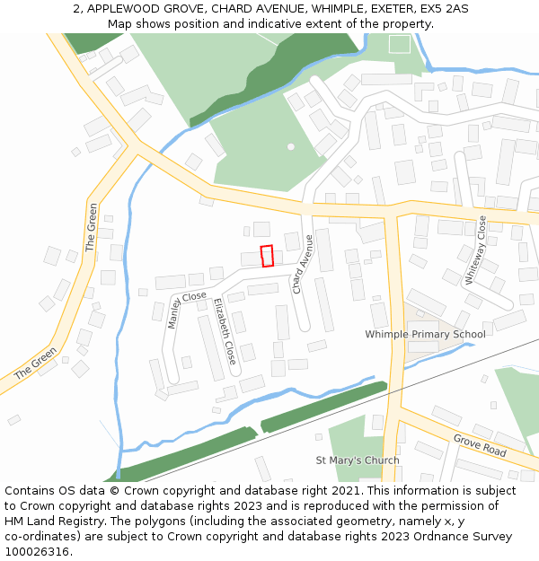 2, APPLEWOOD GROVE, CHARD AVENUE, WHIMPLE, EXETER, EX5 2AS: Location map and indicative extent of plot