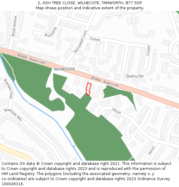 2, ASH TREE CLOSE, WILNECOTE, TAMWORTH, B77 5DP: Location map and indicative extent of plot