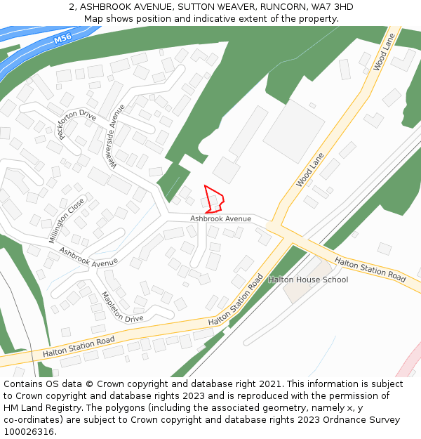 2, ASHBROOK AVENUE, SUTTON WEAVER, RUNCORN, WA7 3HD: Location map and indicative extent of plot