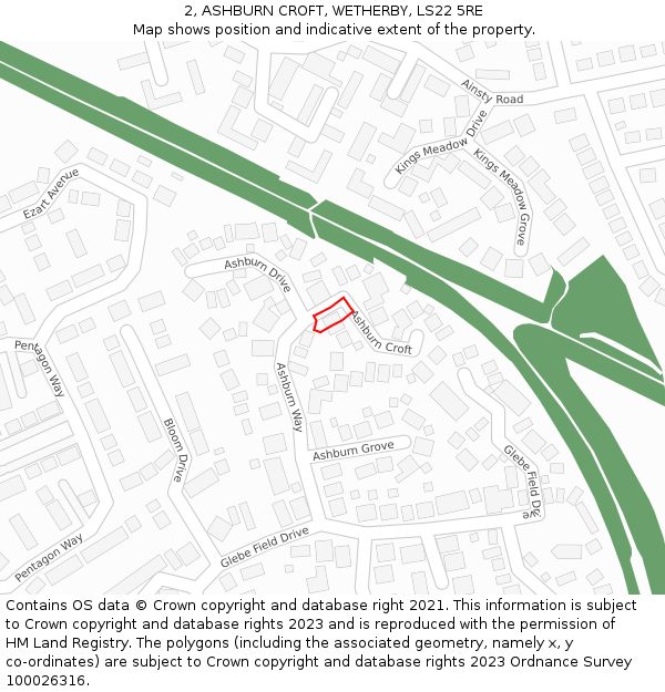2, ASHBURN CROFT, WETHERBY, LS22 5RE: Location map and indicative extent of plot
