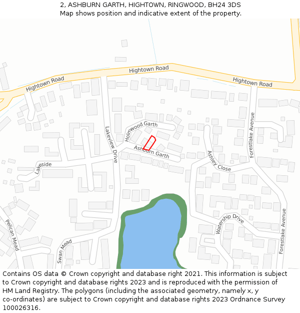 2, ASHBURN GARTH, HIGHTOWN, RINGWOOD, BH24 3DS: Location map and indicative extent of plot