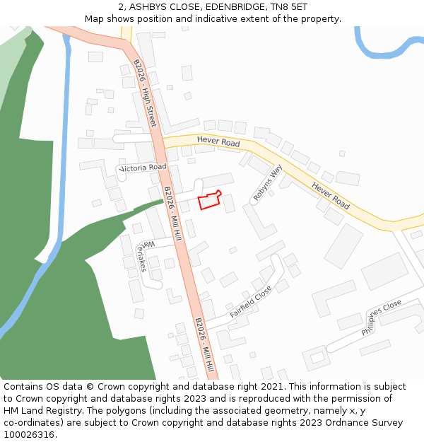 2, ASHBYS CLOSE, EDENBRIDGE, TN8 5ET: Location map and indicative extent of plot