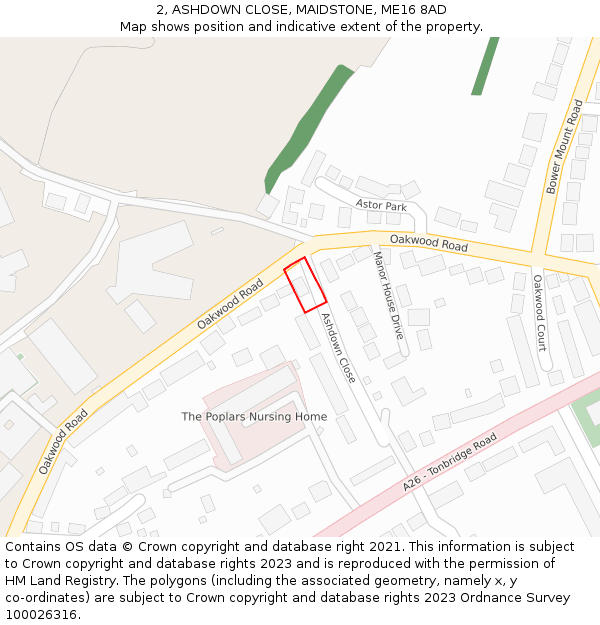 2, ASHDOWN CLOSE, MAIDSTONE, ME16 8AD: Location map and indicative extent of plot