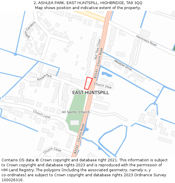 2, ASHLEA PARK, EAST HUNTSPILL, HIGHBRIDGE, TA9 3QQ: Location map and indicative extent of plot