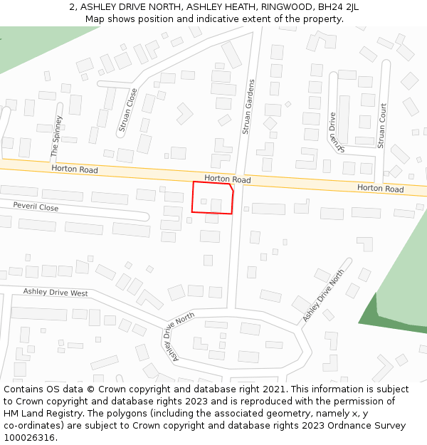 2, ASHLEY DRIVE NORTH, ASHLEY HEATH, RINGWOOD, BH24 2JL: Location map and indicative extent of plot